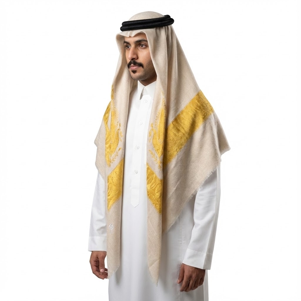 shawl with yellow thread Embroidery