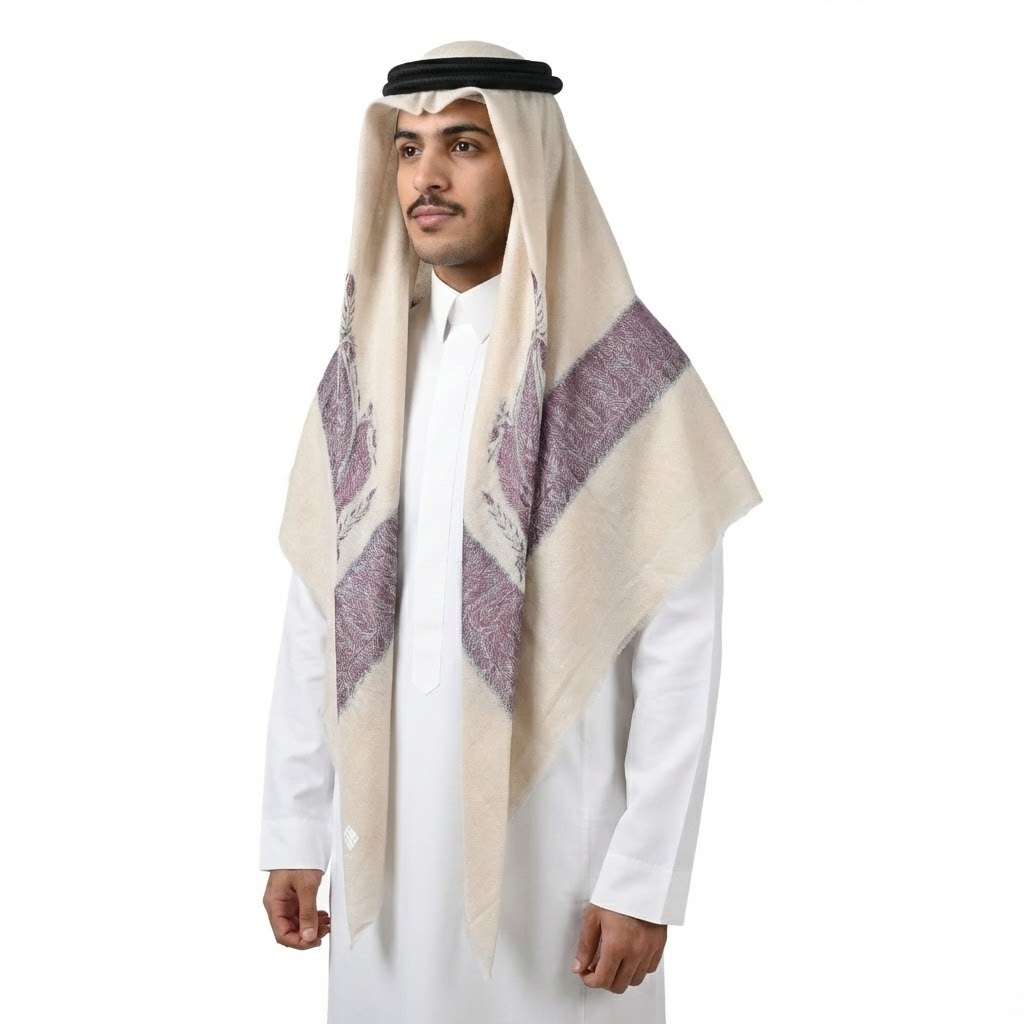 shawl with purple/silver Embroidery