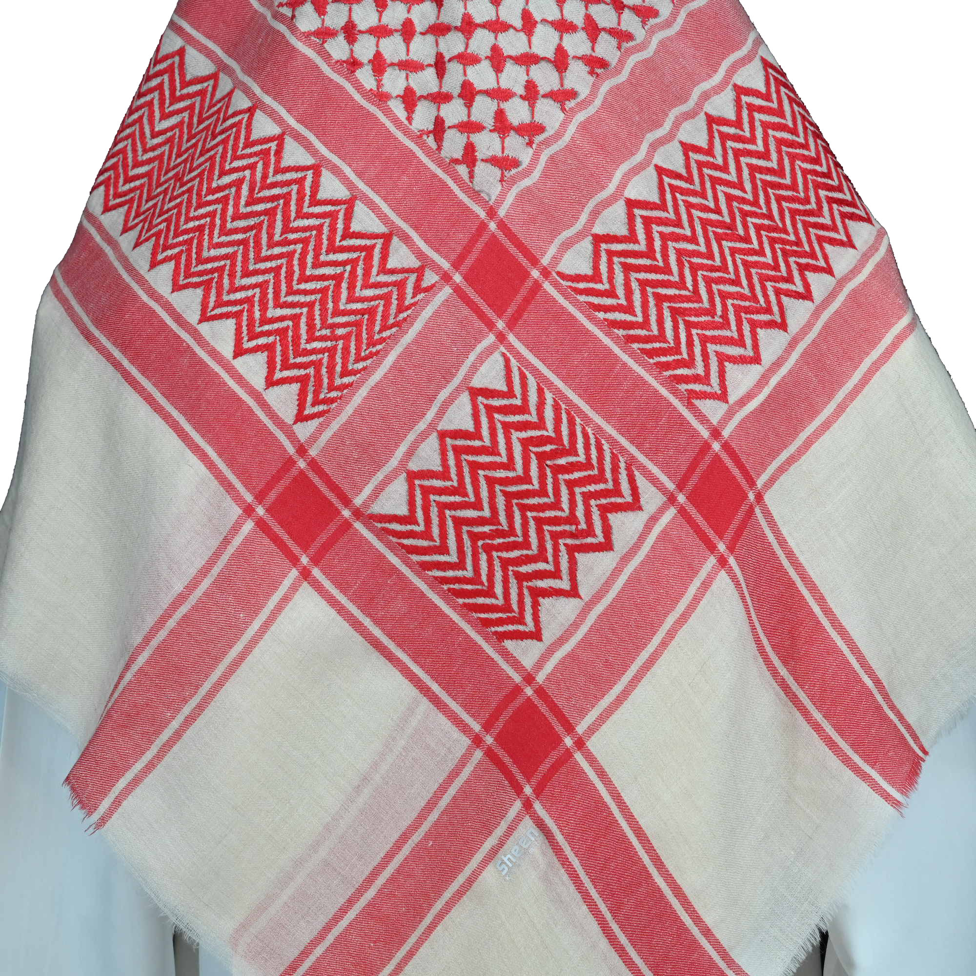 Exclusive Handmade Kashmiri Basrawi with white base and reddish-orange embroidery - Image 4