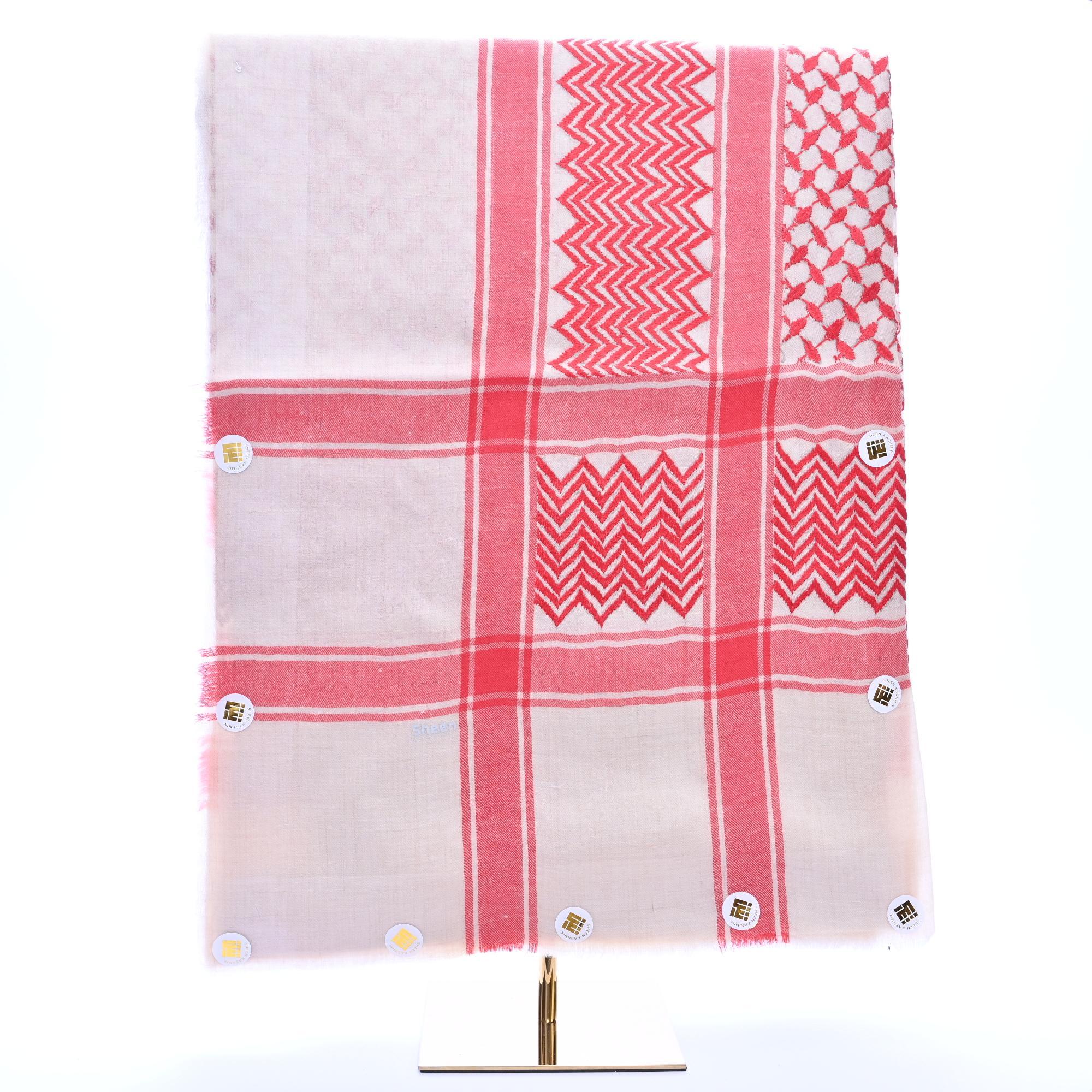 Exclusive Handmade Kashmiri Basrawi with white base and reddish-orange embroidery - Image 5