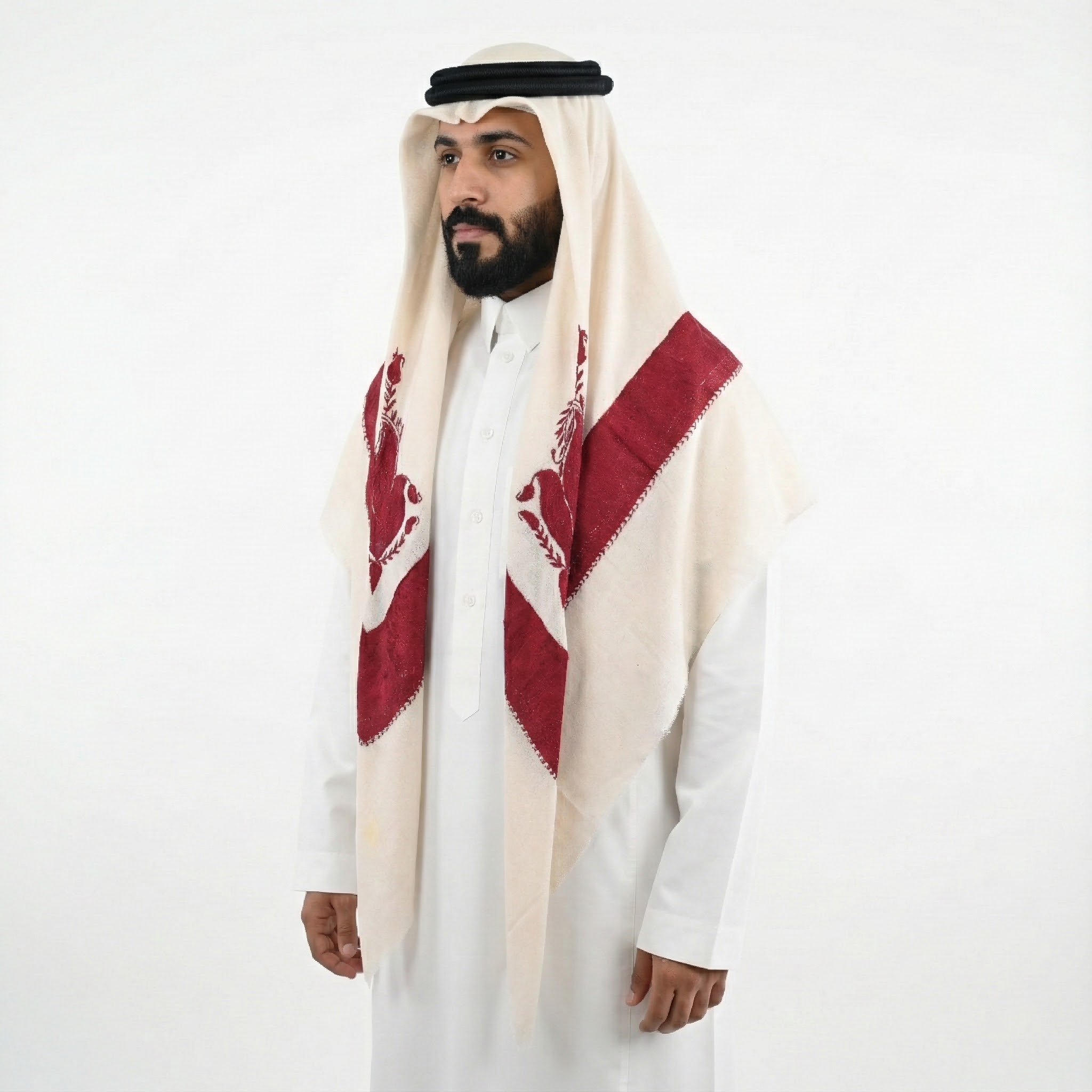 shawl with Maroon Embroidery