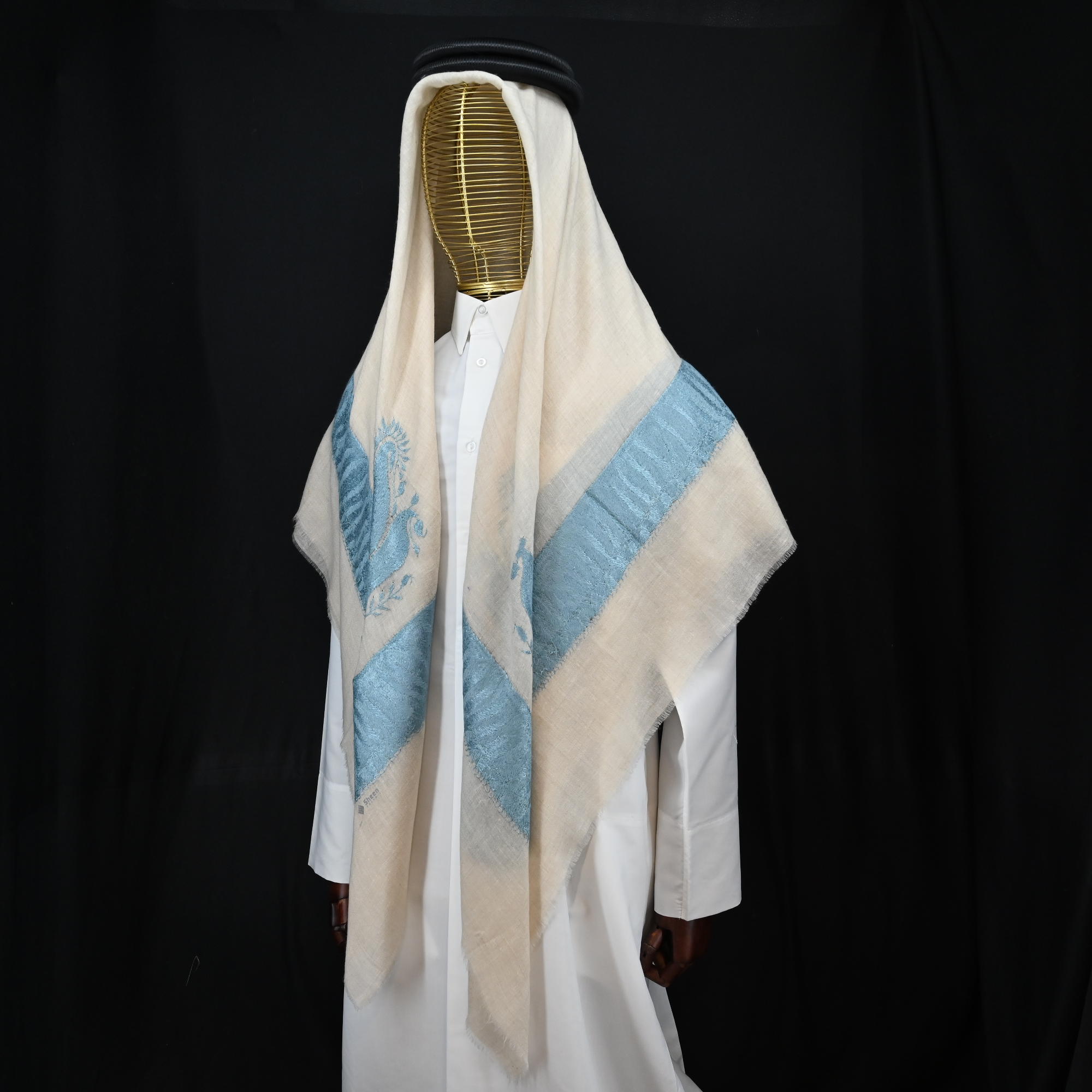 Traditional design shawl with Blue Embroidery