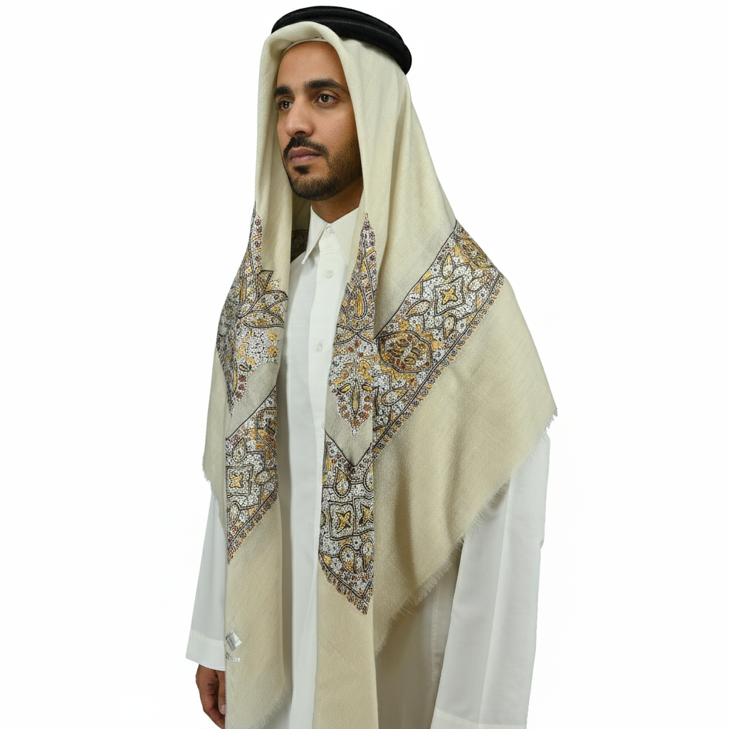 Multicolor Hand Embroidery and Natural White base