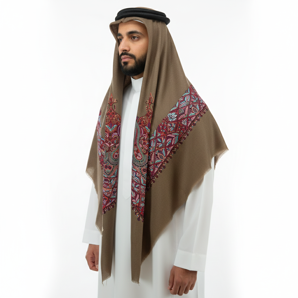 Multicolor Hand Embroidery and Brown base