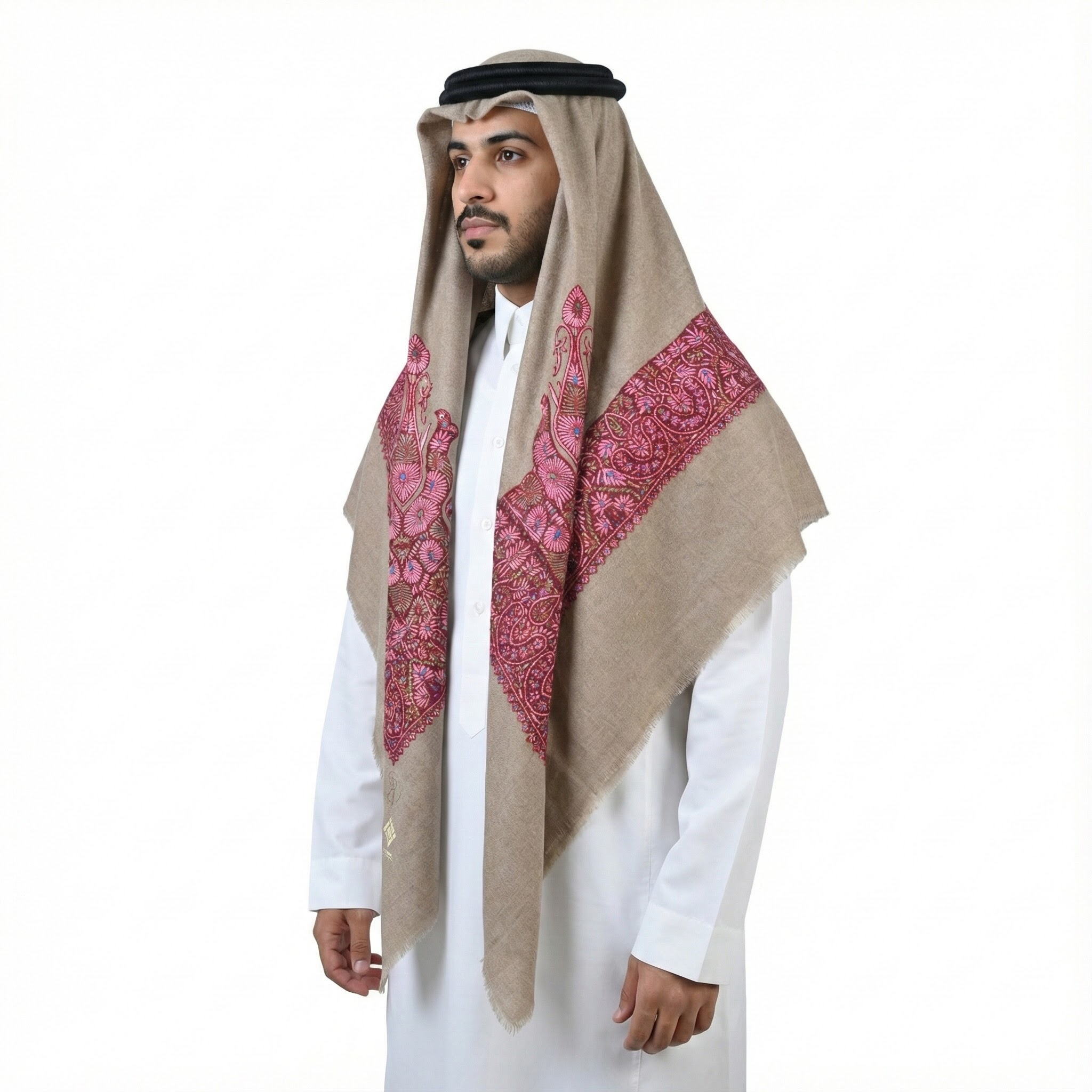 Purple Floral pattern Hand Embroidery and Brown Base