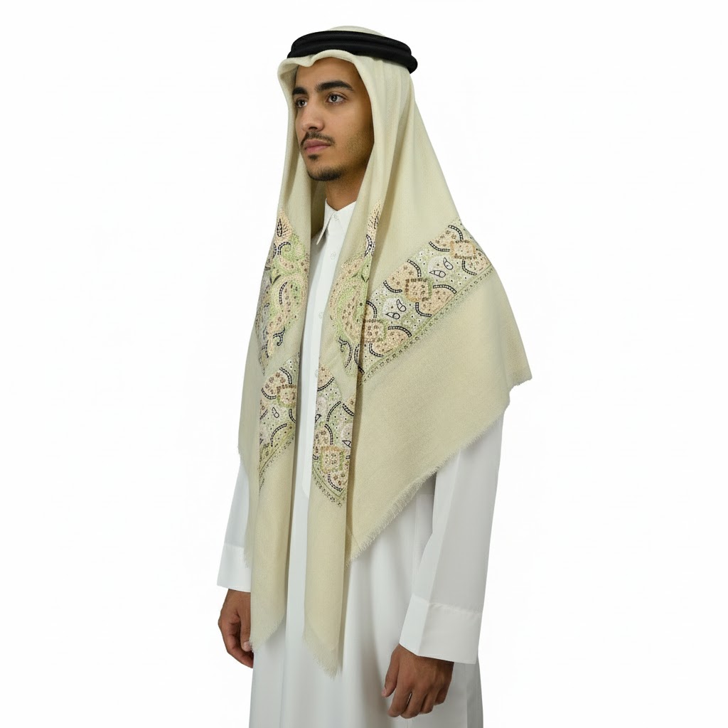 Light shades Hand Embroidery and Natural White Base